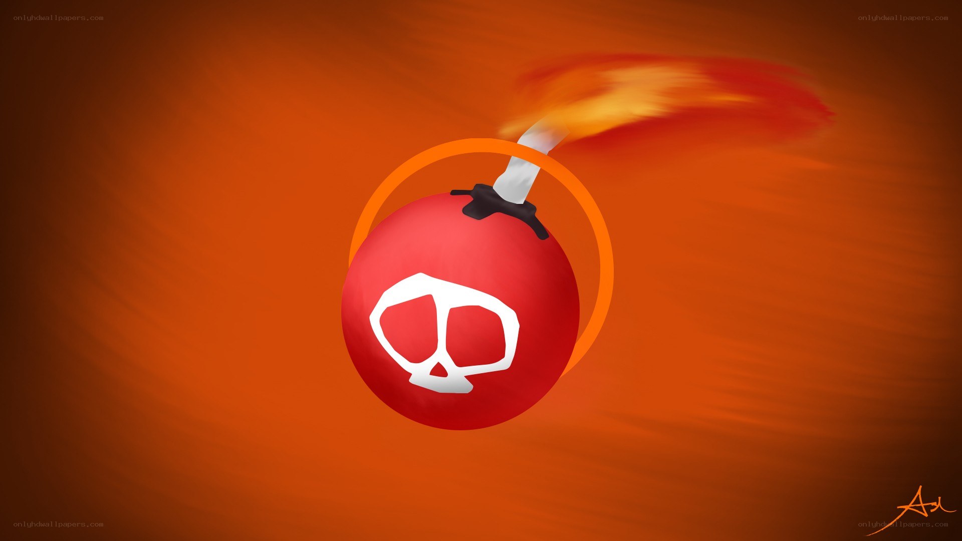 Red bomb with skull symbol