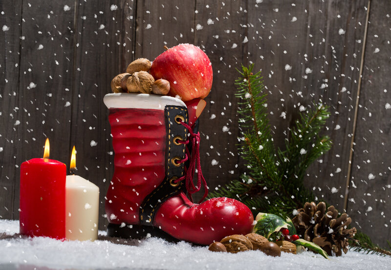 Red Boot with Apples