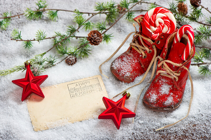 Red Boots in Snow — Festive