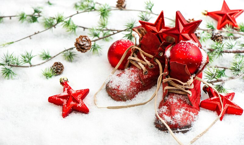 Red Boots in Snow — Festive, Winter, Photograph