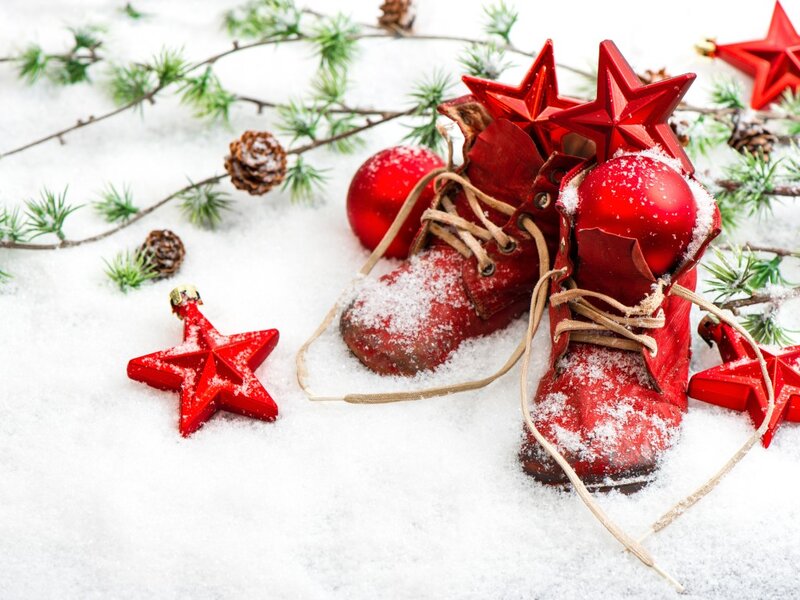 Red Boots in Snow — Festive, Winter