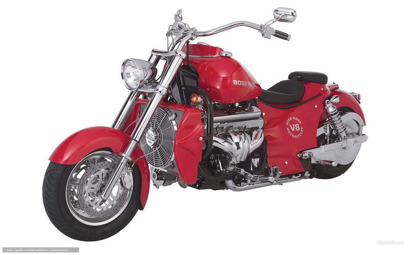 Red Boss Hoss Motorcycle — Neutral, Photograph