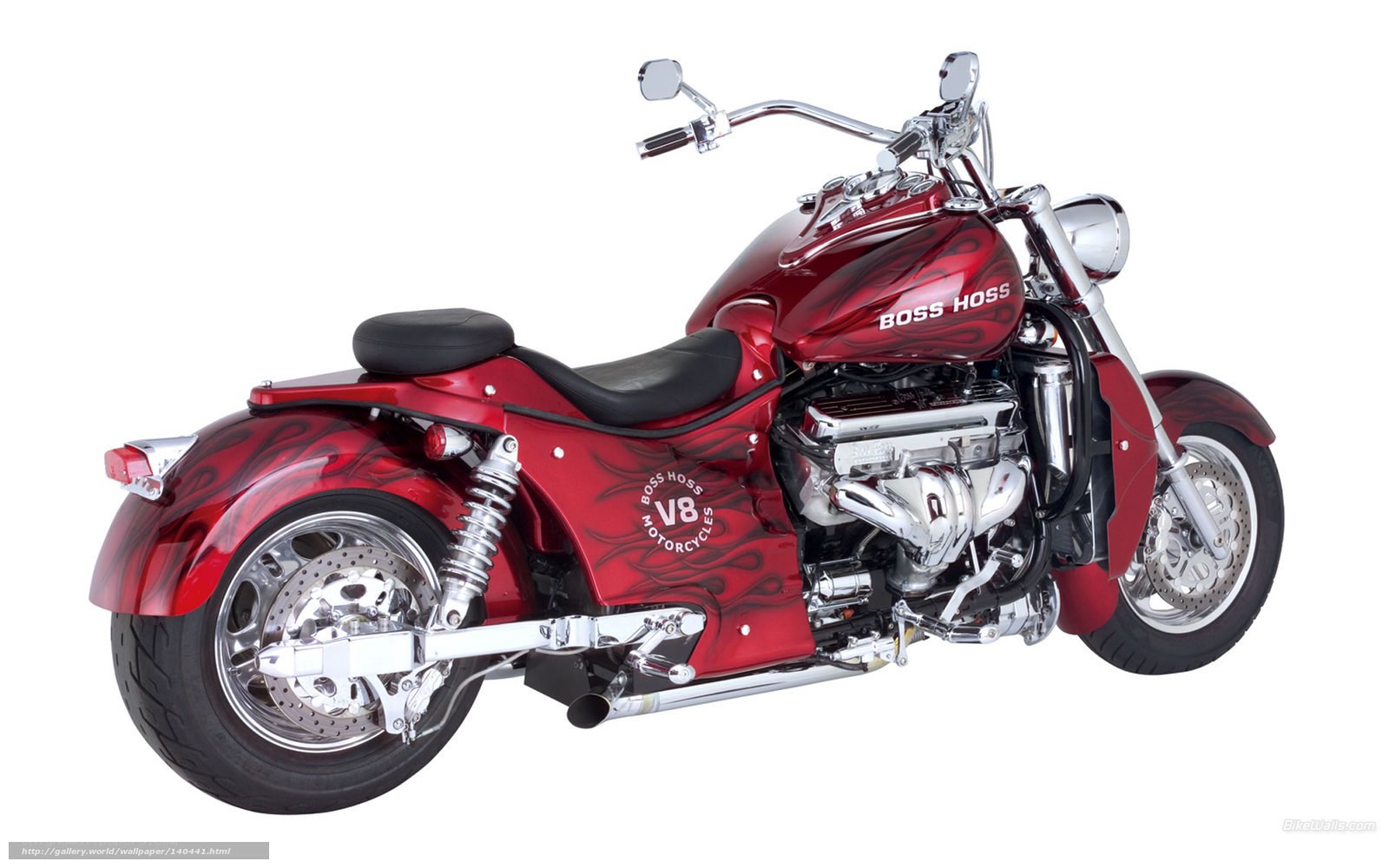 Red Boss Hoss V8 Motorcycle