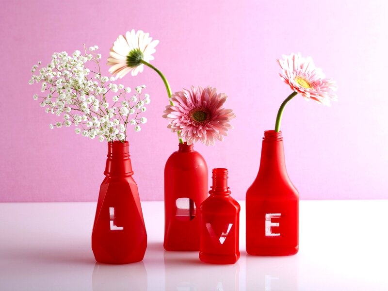 Red Bottles with Flowers — Calm