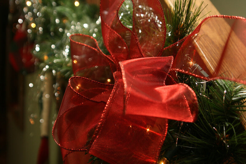 Red Bow on Evergreen
