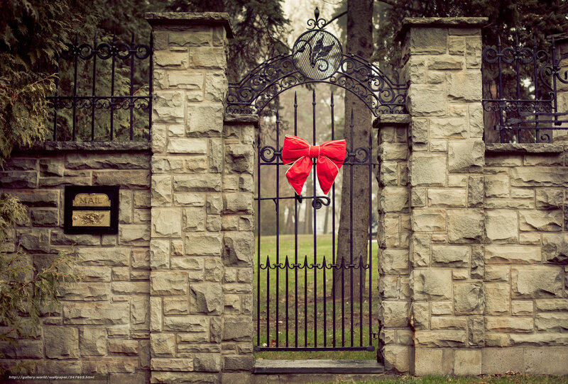 Red bow on gate