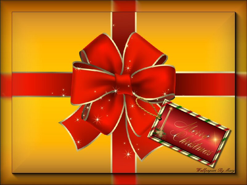 Red Bow on Gift Box — Festive, Digital Art