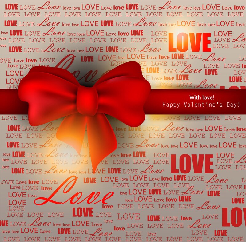 Red Bow on Love Background