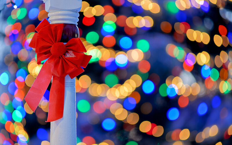 Red Bow on White Pole