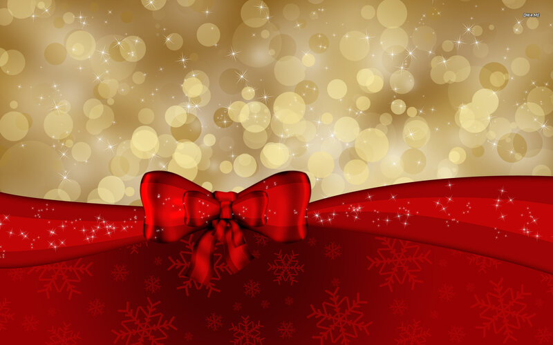 Red Bow with Snowflakes — Festive