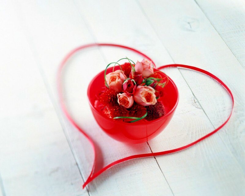 Red Bowl with Flowers