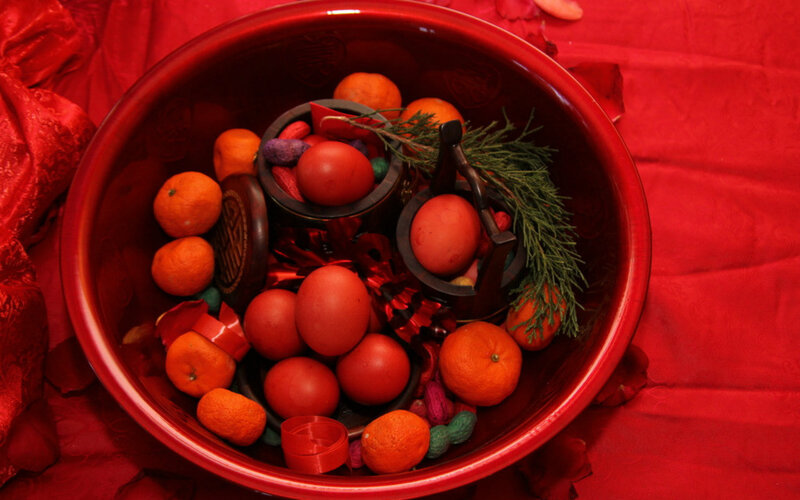 Red Bowl with Fruit