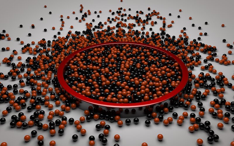 Red Bowl with Marbles