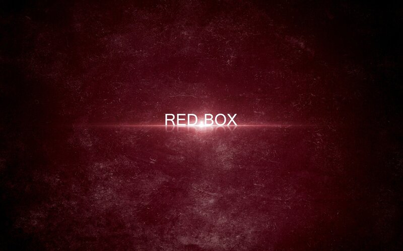 Red Box text on dark background
