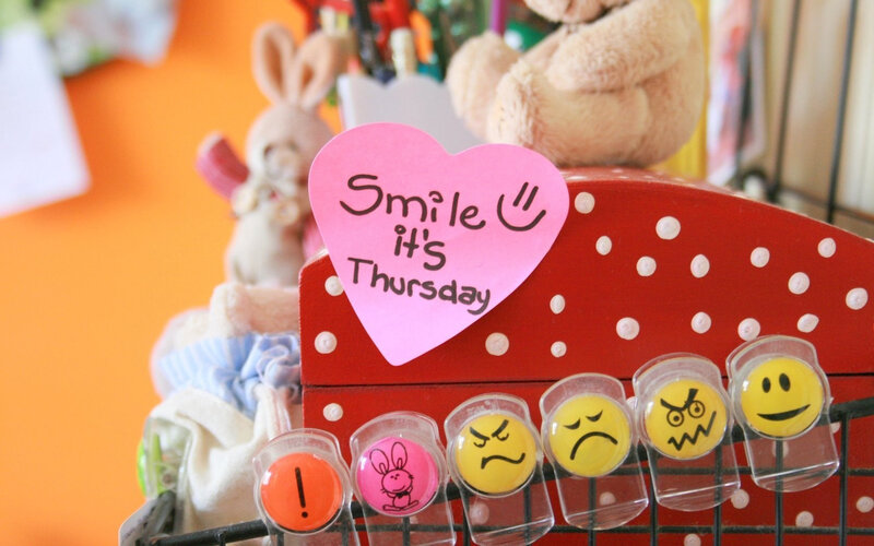 Red Box with Smiley Stickers
