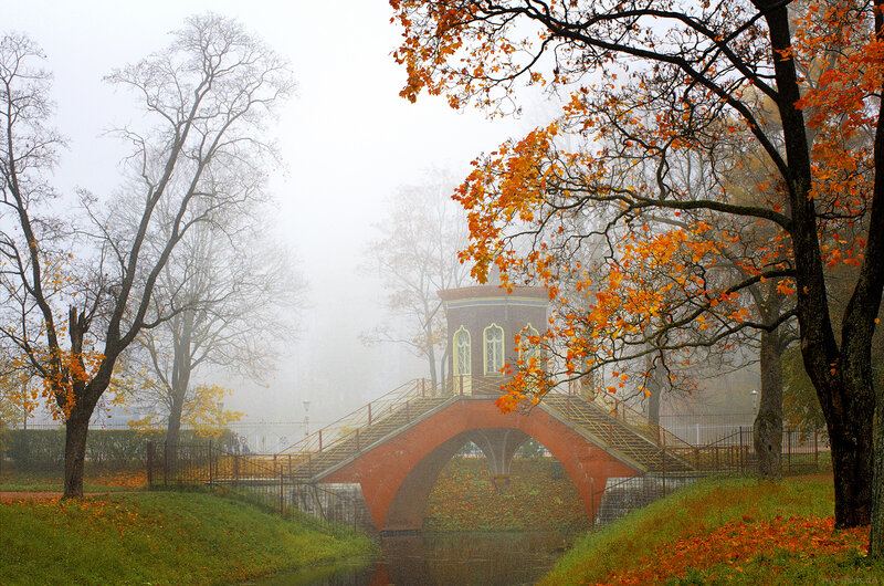Red Brick Bridge in Park