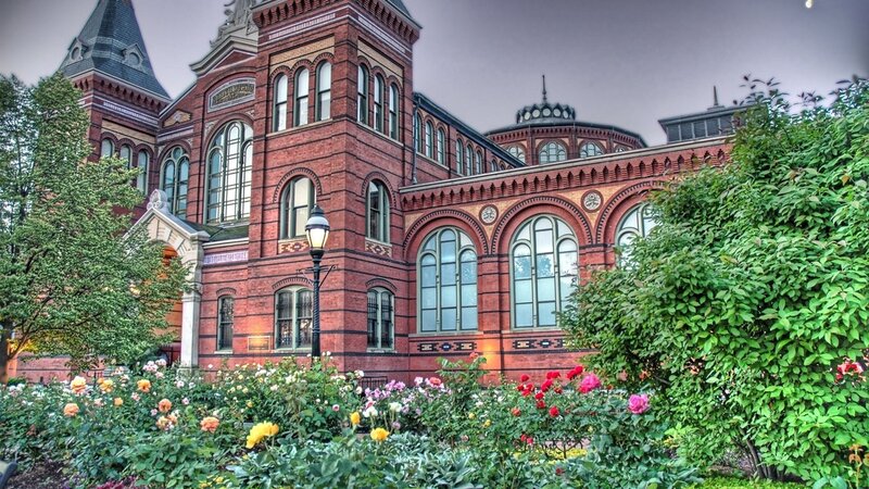 Red Brick Building with Flowers — Serene, Afternoon