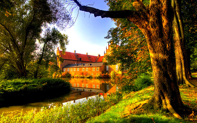 Red-brick Castle by River