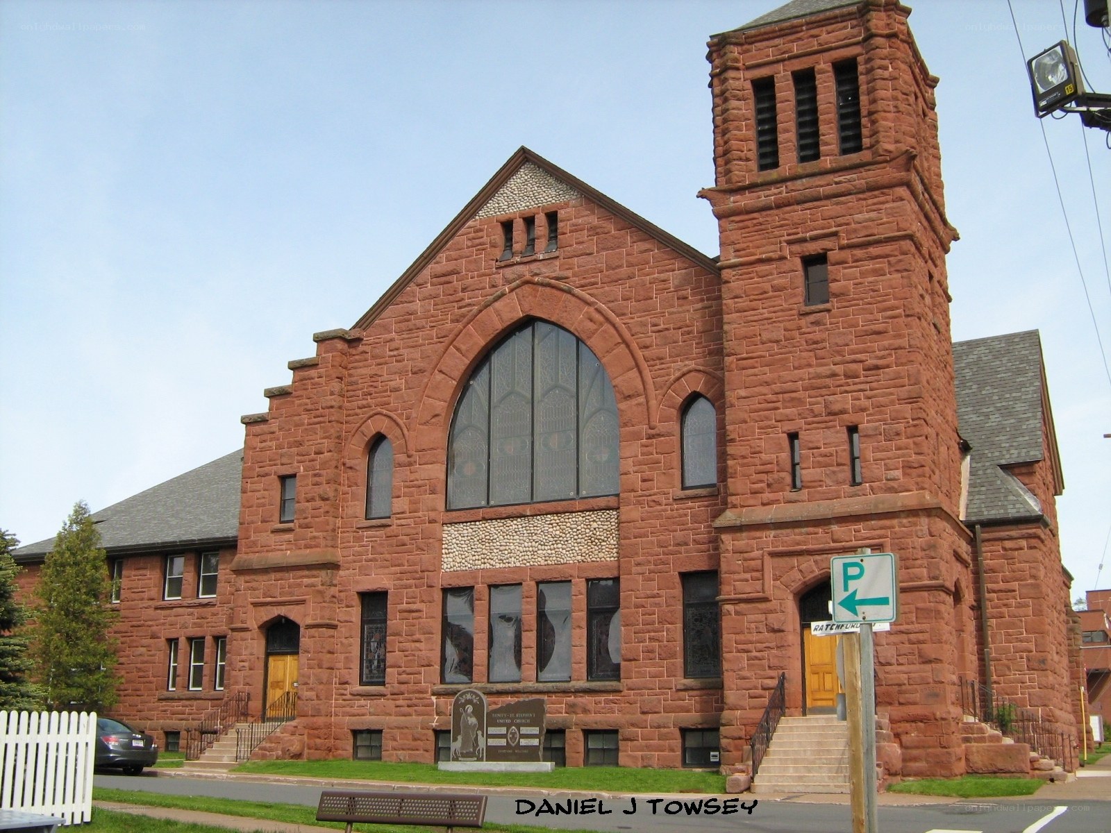 red brick church building