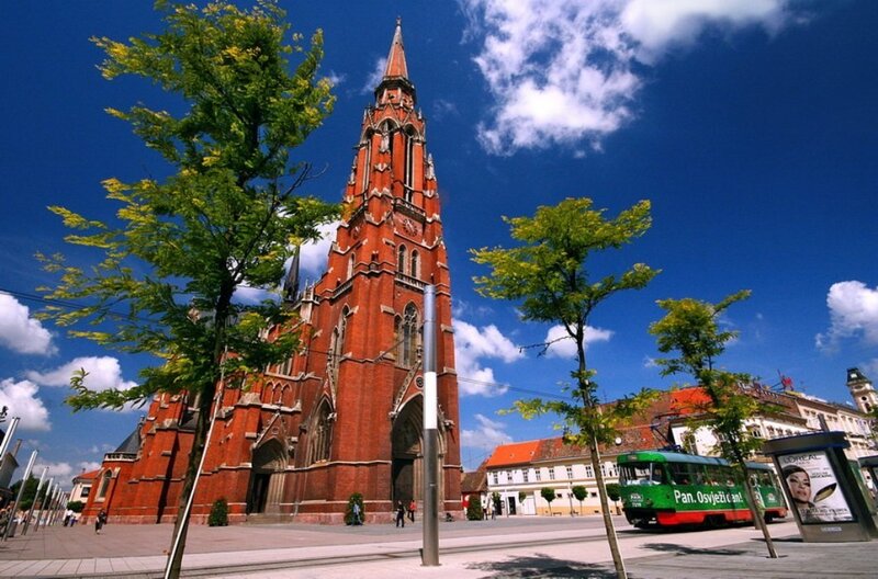 Red Brick Church Tower — Blue