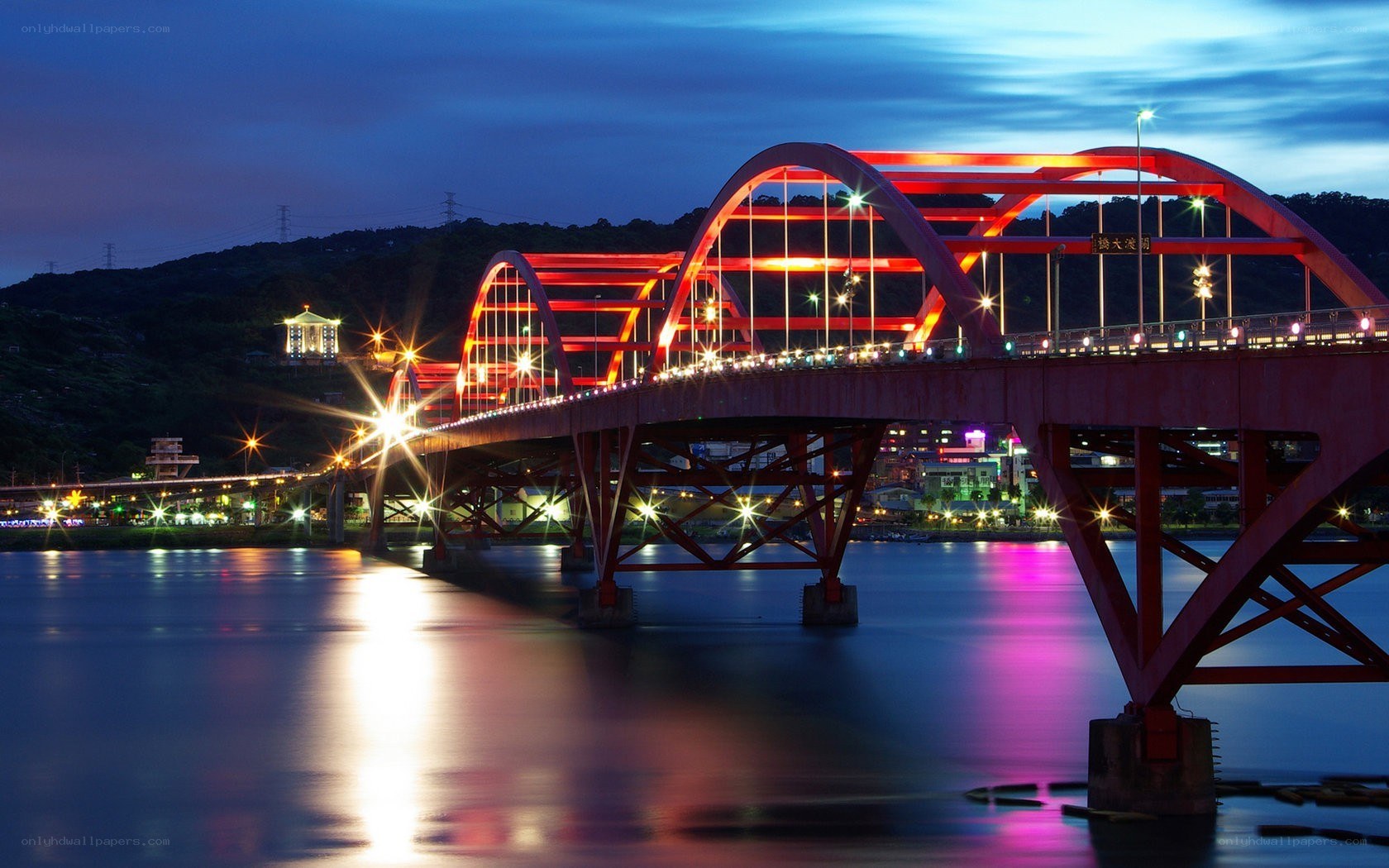 Red Bridge at Night