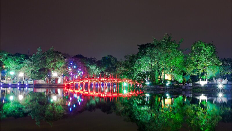 Red Bridge at Night — Green
