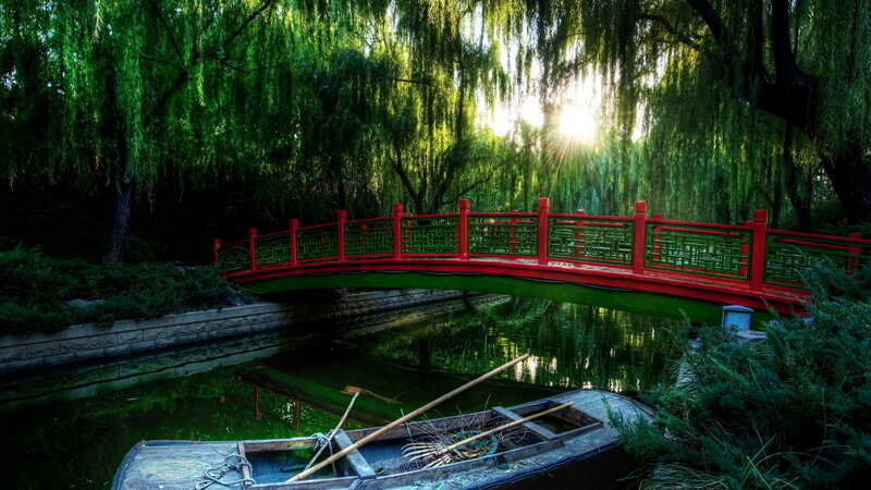 Red Bridge over Canal — Green