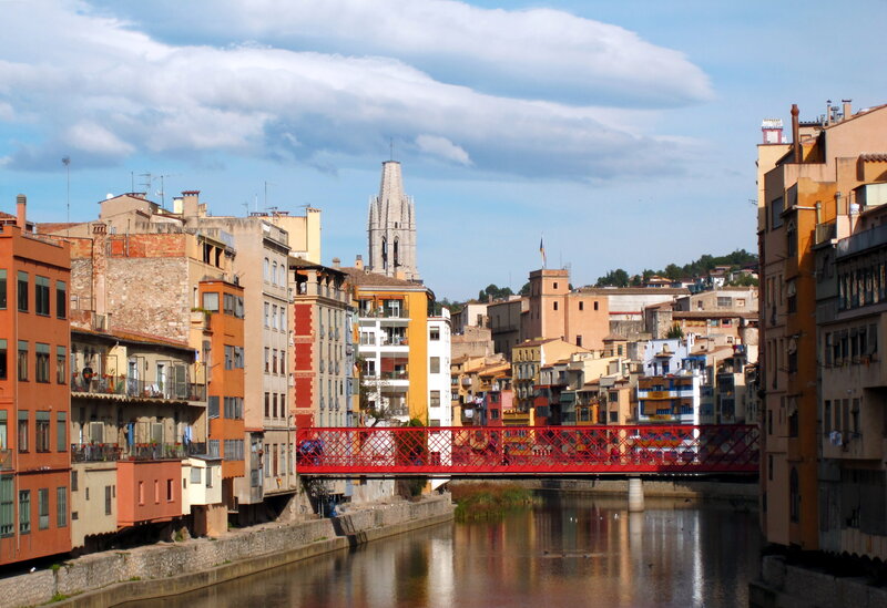 Red Bridge over River — Serene