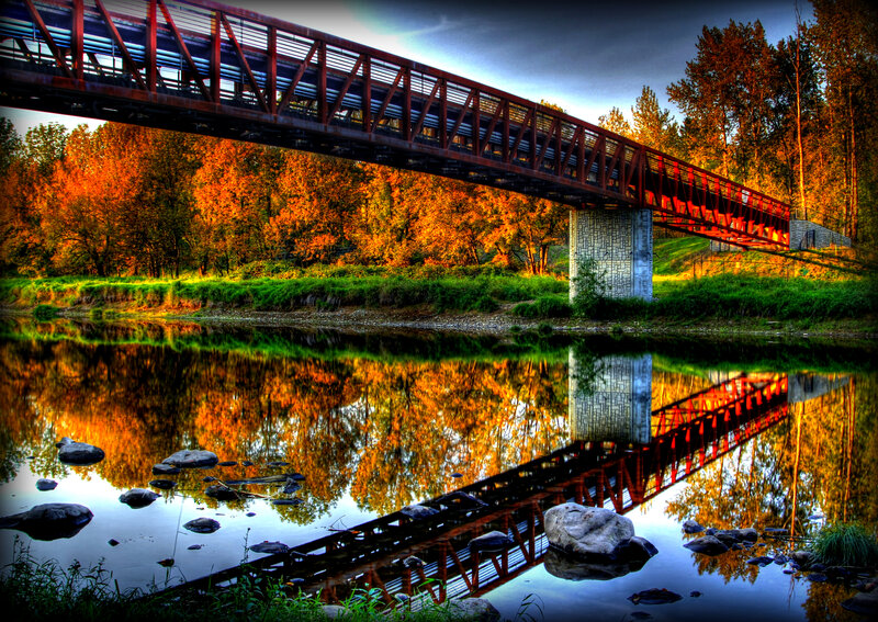 Red Bridge over River