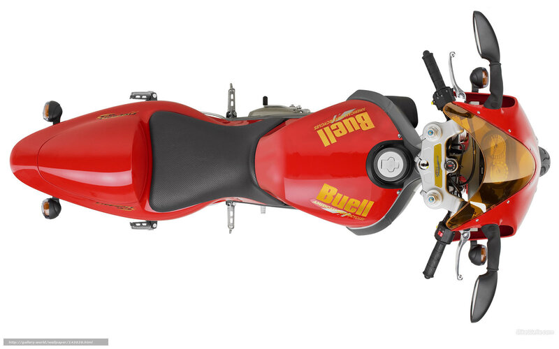 red buell motorcycle from above
