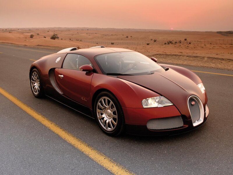 Red Bugatti Veyron — Dramatic, Sunset, Photograph