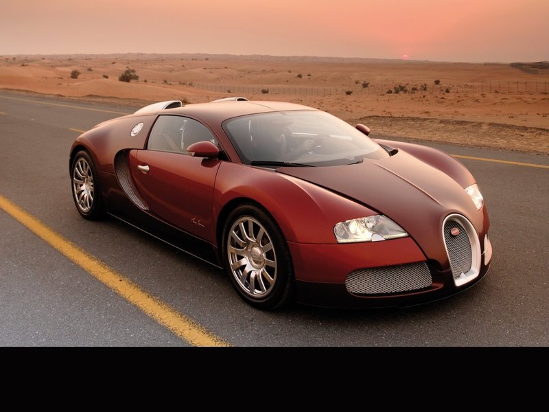 Red Bugatti Veyron — Dramatic, Sunset