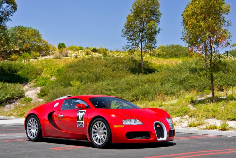 Red Bugatti Veyron on display