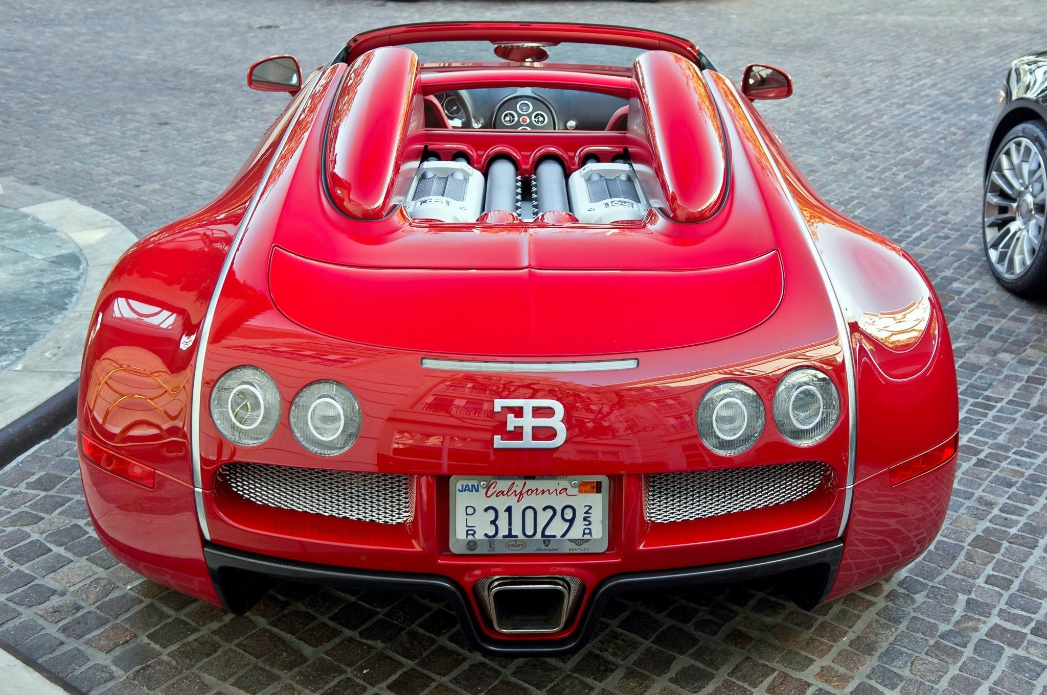 Red Bugatti Veyron rear view