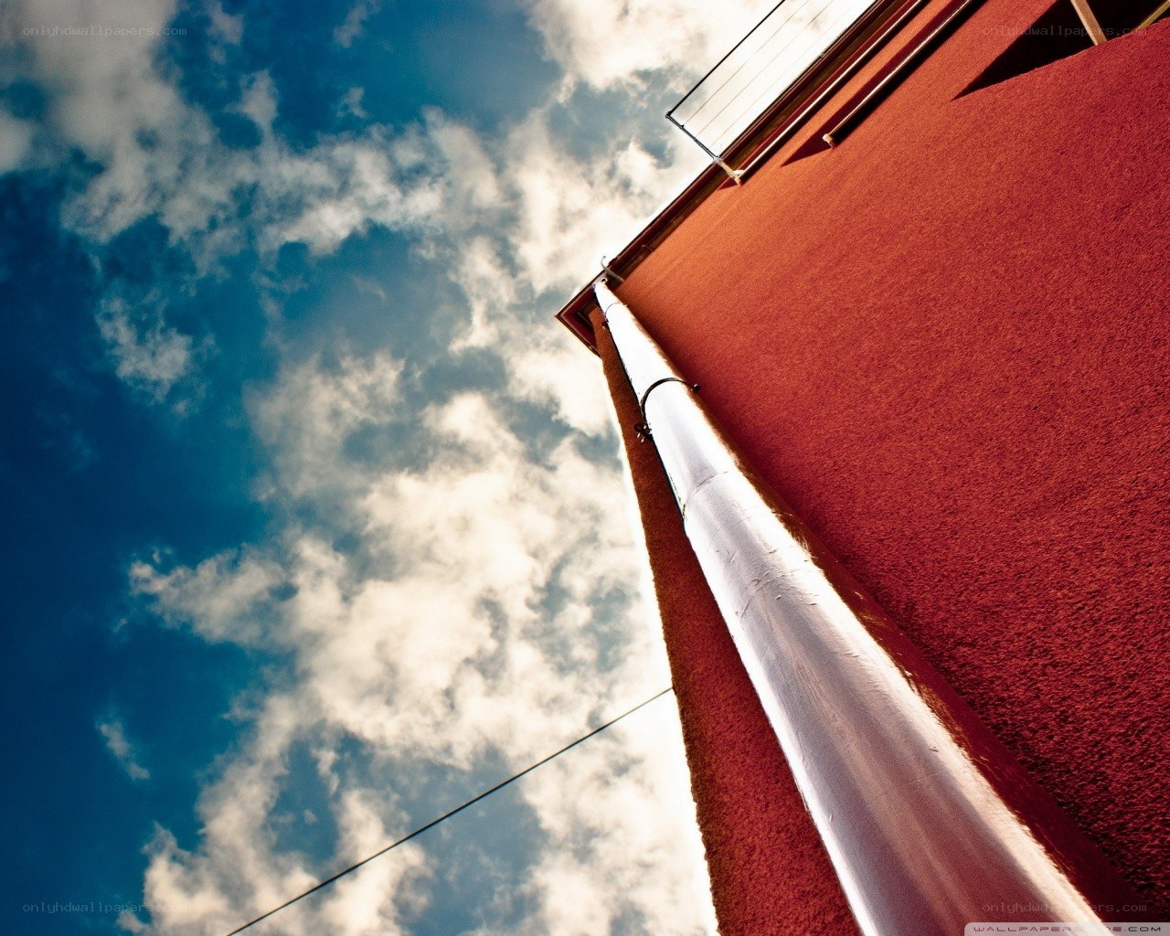 Red building and blue sky