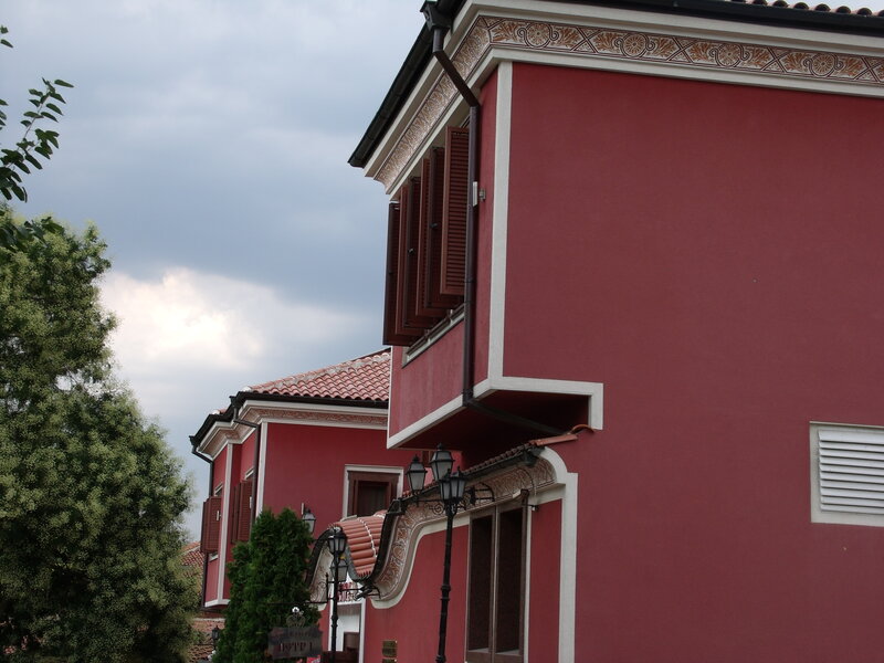 Red Building Facade — Overcast