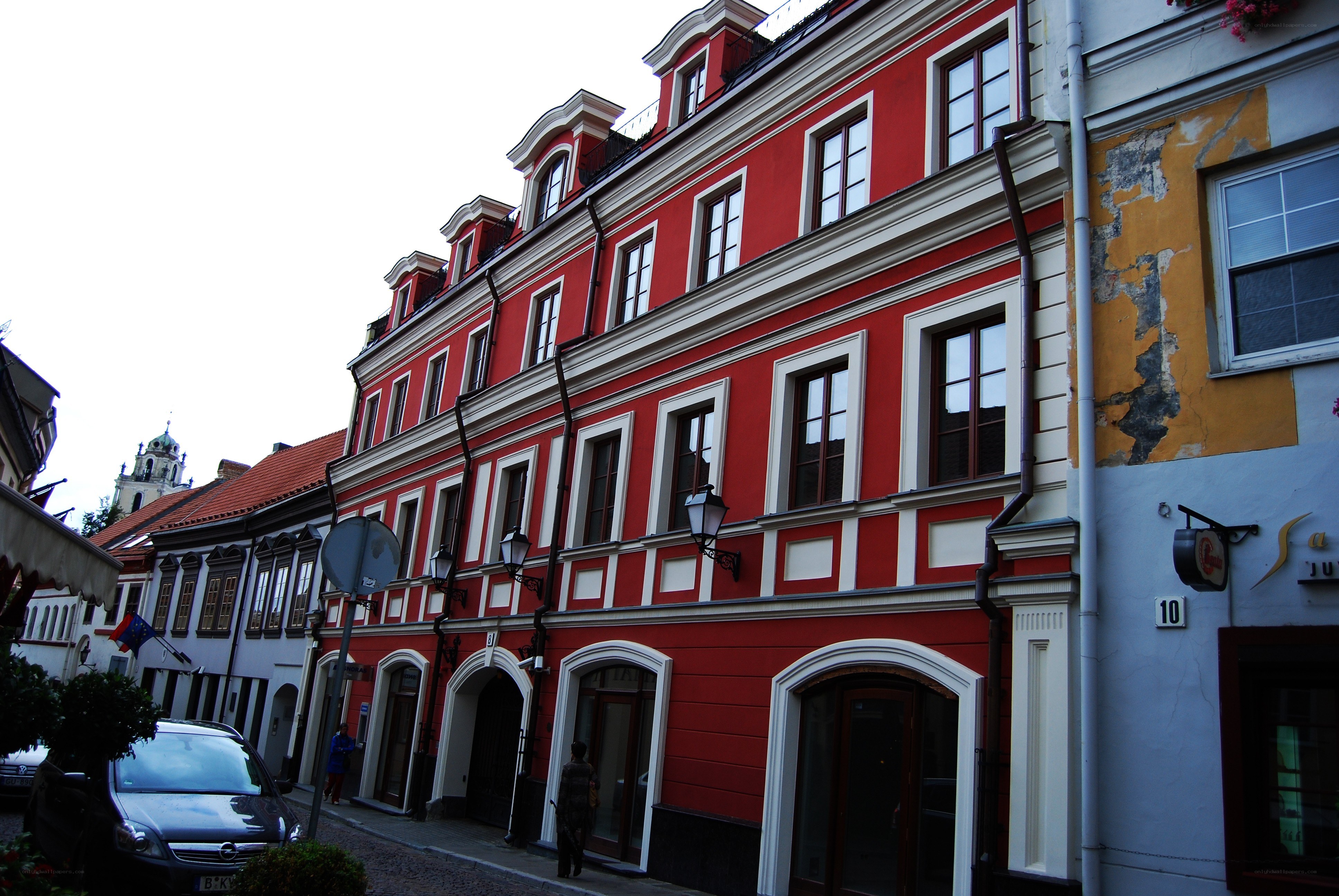 Red building in old town