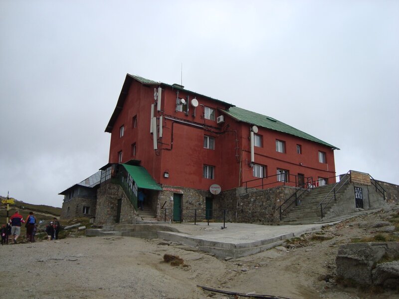Red Building on Mountain