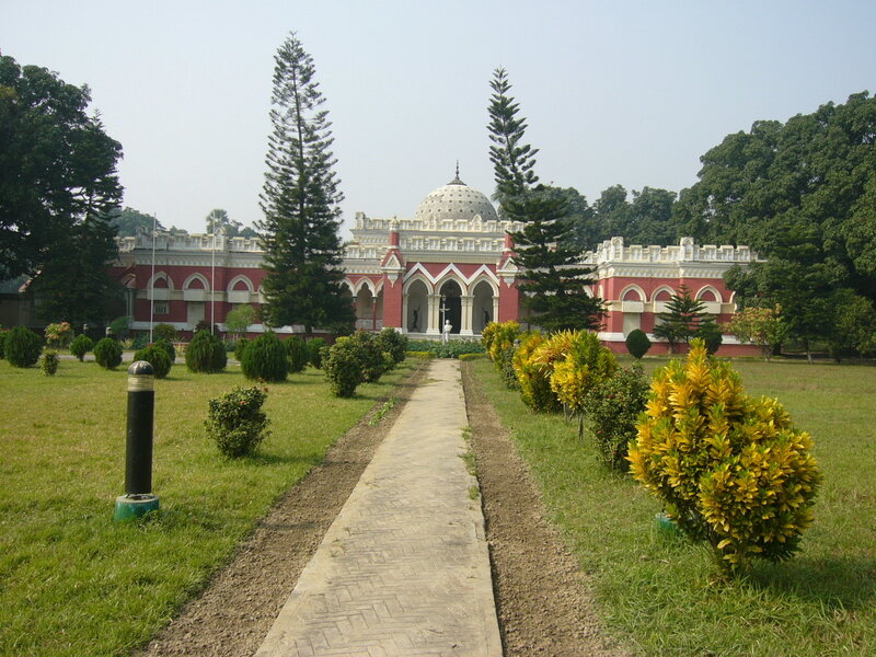 red building with dome