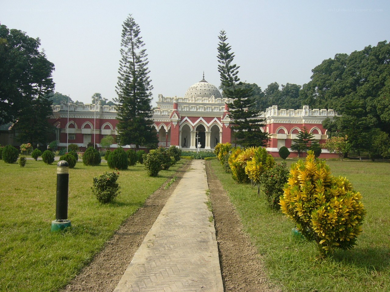 red building with dome