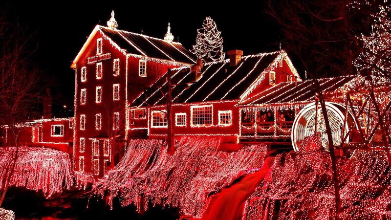 Red Building with Lights