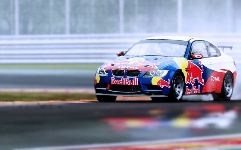 Red Bull BMW race car on track