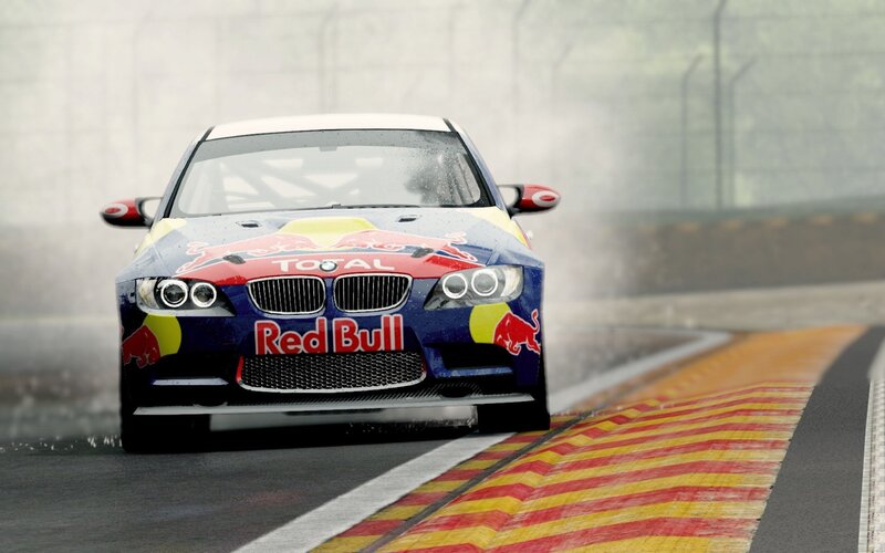 Red Bull BMW race car on track