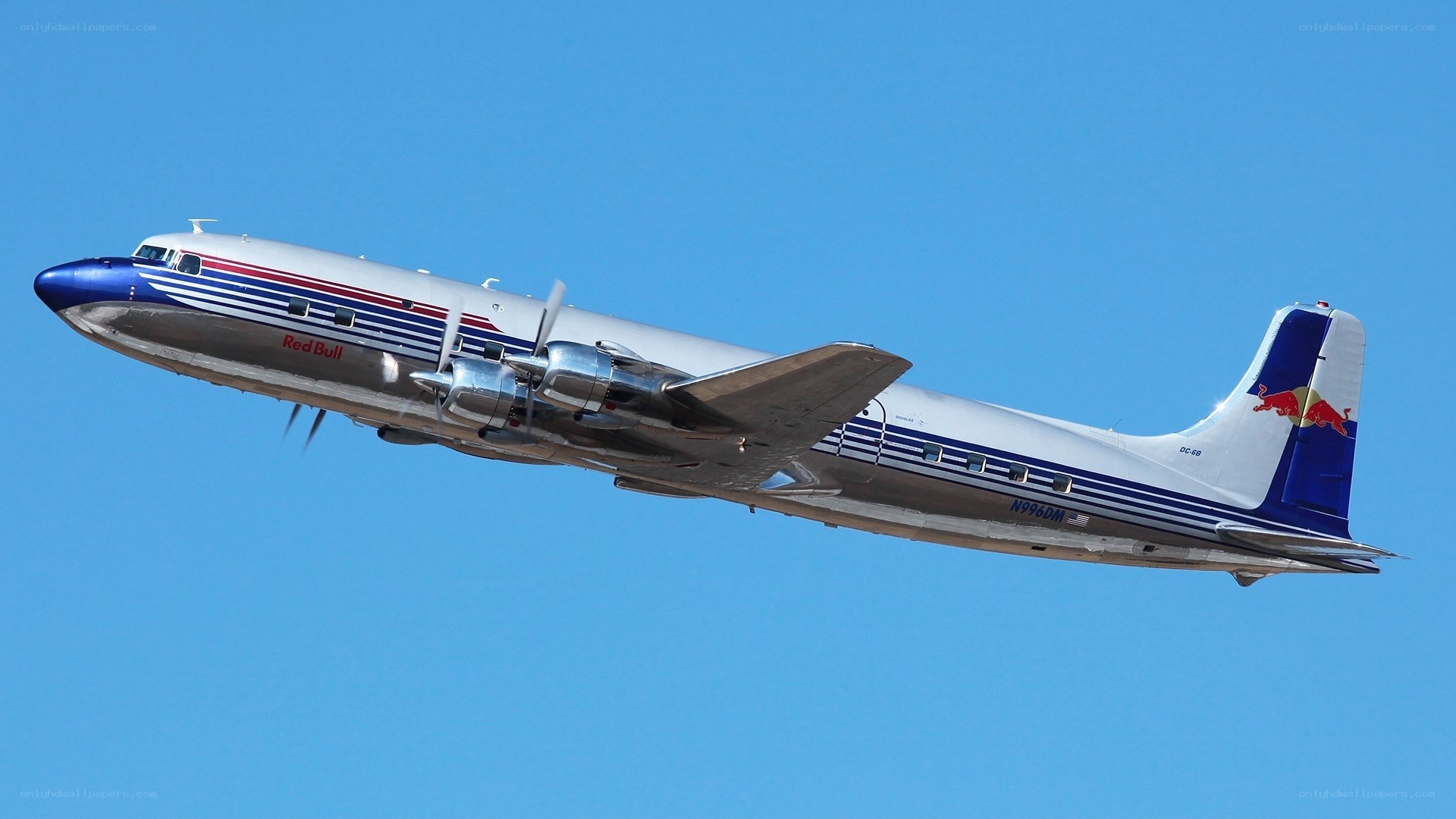 Red Bull DC-6 in flight