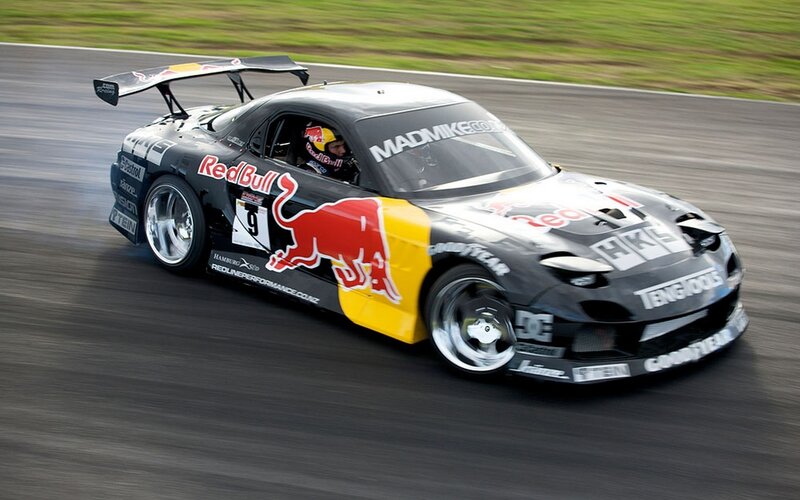 Red Bull drift car on track