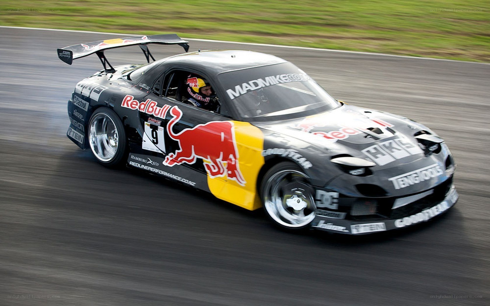 Red Bull drift car on track