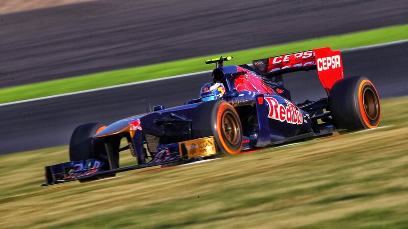 Red Bull Formula 1 Car — Blue, Dynamic, Afternoon, Photograph, Driver, Race Track, Grass