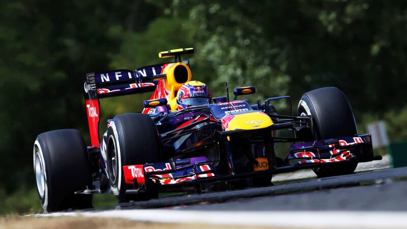 Red Bull Formula 1 Car — Dynamic, Afternoon, Photograph, Driver, Race Track, Trees