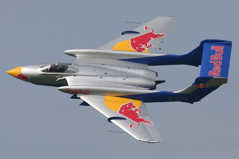 Red Bull Jet Aircraft — Silver, Dynamic, Afternoon