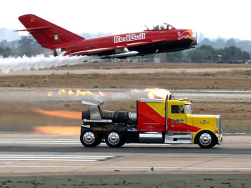 Red Bull jet truck and plane